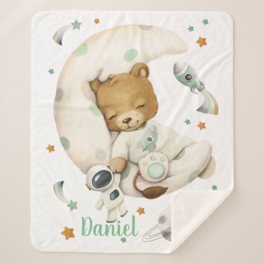 Space Lion Sherpa Blanket Deken (Voorkant)