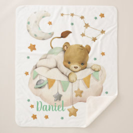 Space Lion Sherpa Blanket Sherpa Deken