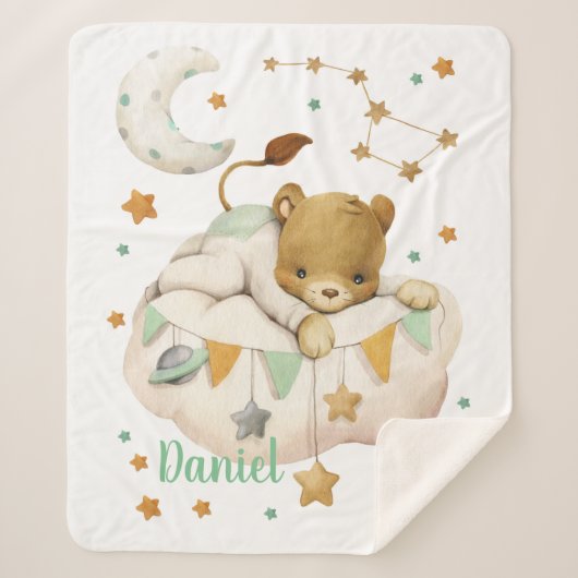 Space Lion Sherpa Blanket Sherpa Deken (Voorkant)