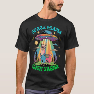Space Llama Alien Karma, Grappige Llama UFO Retro T-shirt