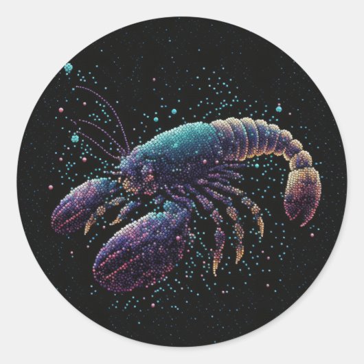 Space Lobster Ronde Sticker (Voorkant)