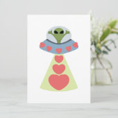 Space Love Alien Valentijn Kaart (Staand voorkant)