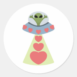 Space Love Alien Valentijn Ronde Sticker