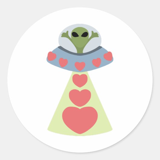 Space Love Alien Valentijn Ronde Sticker (Voorkant)