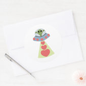 Space Love Alien Valentijn Ronde Sticker (Envelop)