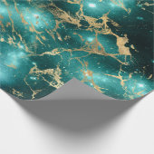 Space Marble Green Sterrennacht Golden Cadeaupapier (Hoek)
