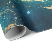 Space Marble Green Sterrennacht Golden Cadeaupapier (Rol Hoek)