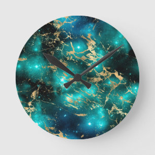 Space Marble Green Sterrennacht Golden Ronde Klok