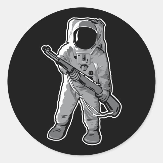 Space Marine - Astronaut met een geweer Ronde Sticker (Voorkant)