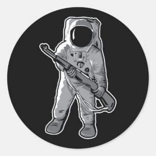 Space Marine - Astronaut met een geweer Ronde Sticker