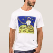 Space Meeple Astronaut Bordspel Kunst T-shirt (Voorkant)