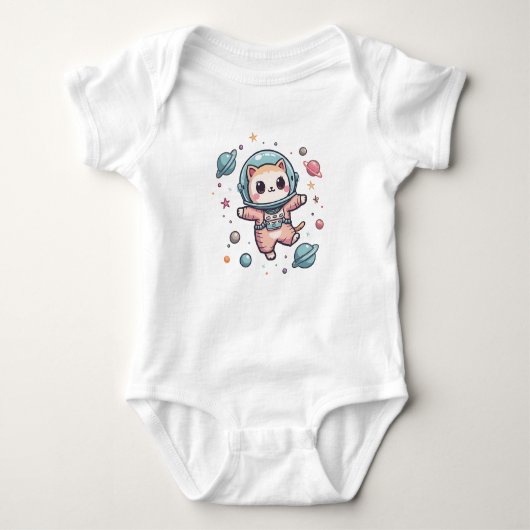 Space Meow-naut, schattige kawaii kat Romper (Voorkant)