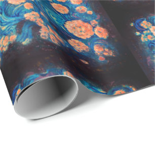 Space Mimosa Golden Nebula Blossom Cadeaupapier