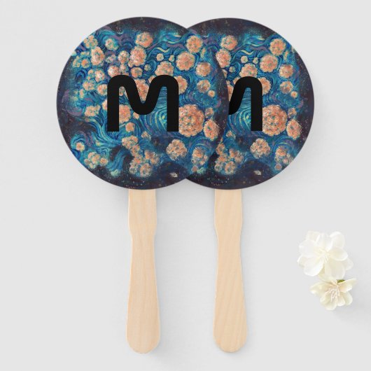 Space Mimosa Golden Nebula Blossom Handwaaier (Voorkant en achterkant)