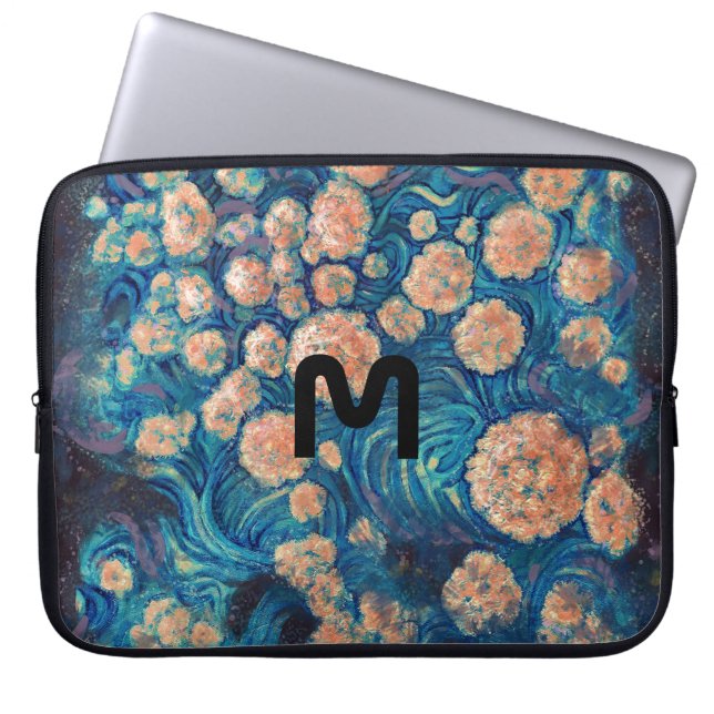 Space Mimosa Golden Nebula Blossom Laptop Sleeve (Voorkant)