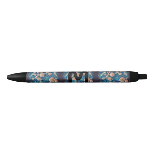 Space Mimosa Golden Nebula Blossom Zwarte Inkt Pen (Voorkant)