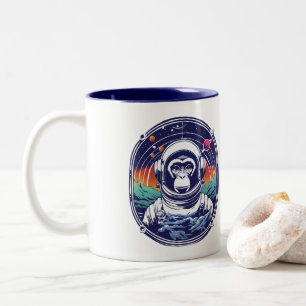 Space Monkey Astronaut Tweekleurige Koffiemok