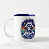 Space Monkey Astronaut Tweekleurige Koffiemok (Links)