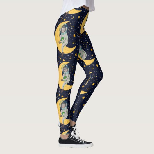 Space Monkey Patroon Leggings (Rechts)