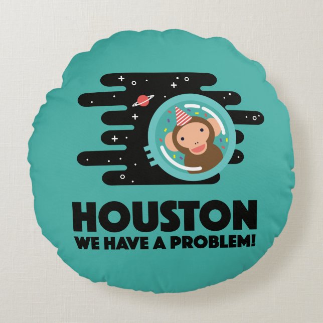 Space Monkey Rond Kussen (Voorkant)
