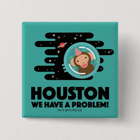 Space Monkey Vierkante Button 5,1 Cm (Voorkant)