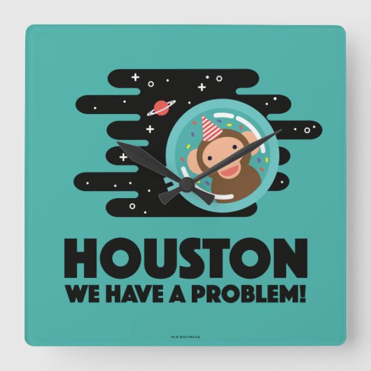 Space Monkey Vierkante Klok (Voorkant)