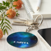 Space Monogram Button Sleutelhanger (Zijkant)