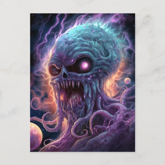 Space Monster Horror Art Briefkaart (Voorkant)