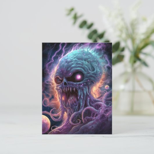 Space Monster Horror Art Briefkaart (Staand voorkant)