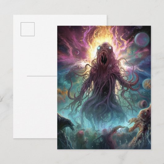 Space Monster Horror Art Briefkaart (Voorkant / Achterkant)