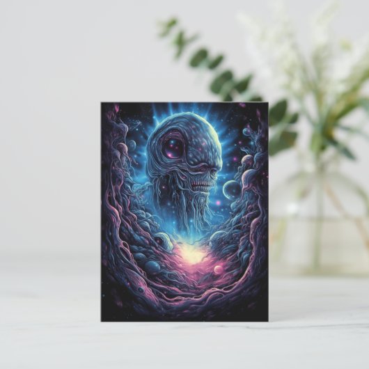Space Monster Horror Art Briefkaart (Staand voorkant)