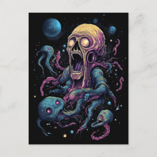 Space Monster Horror Art Briefkaart