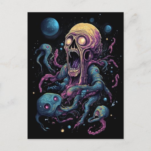 Space Monster Horror Art Briefkaart (Voorkant)