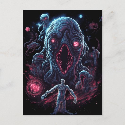 Space Monster Horror Art Briefkaart (Voorkant)