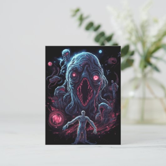 Space Monster Horror Art Briefkaart (Staand voorkant)
