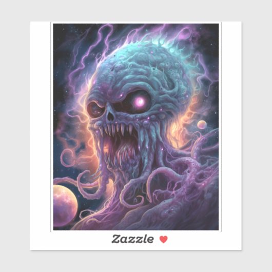 Space Monster Horror Art Sticker (Vel)