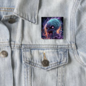 Space Monster Horror Art Vierkante Button 5,1 Cm (In situ)