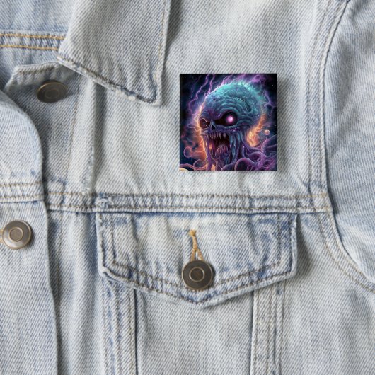 Space Monster Horror Art Vierkante Button 5,1 Cm (In situ)