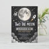 Space Moon 2e Verjaardag Kaart (Staand voorkant)