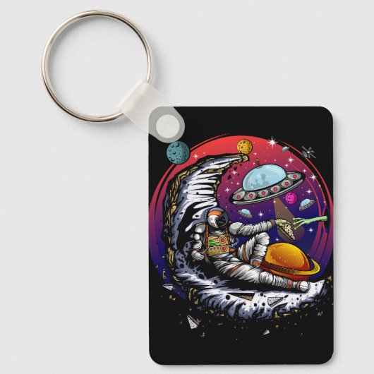 Space Moon Cheese Sleutelhanger (Voorkant)