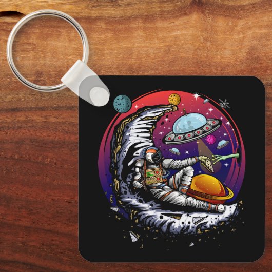 Space Moon Cheese Sleutelhanger (Voorkant)