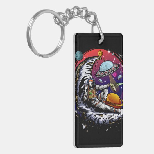 Space Moon Cheese Sleutelhanger (Voorkant Links)