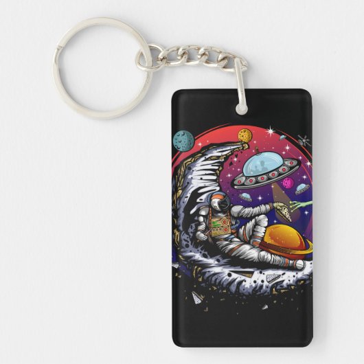 Space Moon Cheese Sleutelhanger (Voorkant)