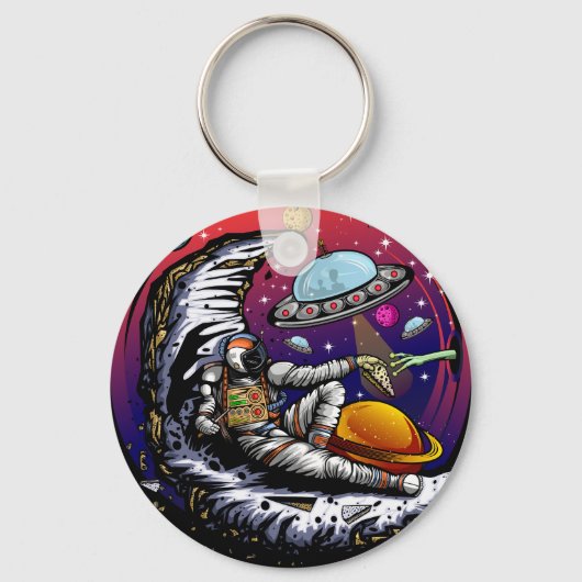 Space Moon Cheese Sleutelhanger (Voorkant)