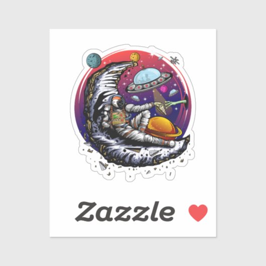 Space Moon Cheese Sticker (Vel)