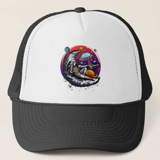 Space Moon Cheese Trucker Pet (Voorkant)