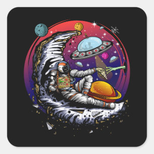 Space Moon Cheese Vierkante Sticker