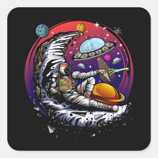Space Moon Cheese Vierkante Sticker (Voorkant)