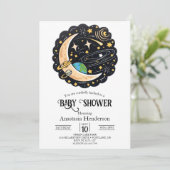 Space Moon Stars Baby shower Kaart (Staand voorkant)