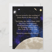 Space Moon Universe Romantic Night Train Weddensch Kaart (Achterkant)